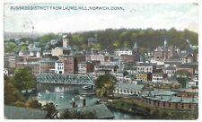 Norwich CT Business District From Laurel Hill Aerial View 1908 Vintage Postcard picture