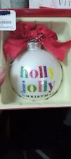 Holly Jolly Christmas Tree Ornament Glass  Ball DEI  Willow Street New In Box picture