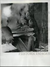 1969 Press Photo Woods being steamed for softening picture
