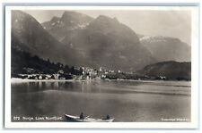 c1940's Boating Mountain Scene Loen Nordfjord Norway Vintage RPPC Photo Postcard picture