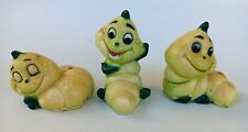 Set of 3 Caterpillar Figurines Hard Plastic Anthropomorphic Vintage picture