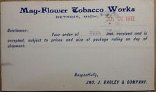 July 22, 1912 May-Flower Tobacco Works Detroit, MI Vintage Shipping Receipt PC picture