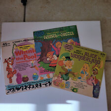 Lot of 3 Vintage 70s Disney Records Hansel Gretel Alice Wonderland Winnie Pooh picture