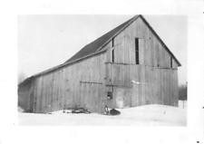 Vintage 1940's Small Photograph of Wooden Barn In The Snow picture