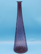 Vintage Art Glass Vase Decanter Decor Smoked Purple Italian Empoli Style Optic picture