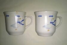 Vintage Newcor Countryside Geese Pattern Stoneware 2 Large Cups Mugs picture