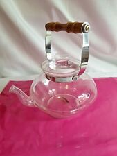 Vintage WearEver Glass Kettle Teapot With Wood Handle picture