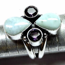 Ahoy: Larimar ring Size 8.5  6g (amethyst glass)  Sterling Silver #2048 picture