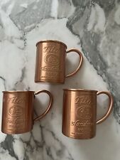 Set of 3 Tito's Vodka Hand Made solid Copper Moscow Mule Mugs 12 oz picture