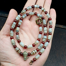 AA Antique Bactrian White Stripes Agate Middle Eastern Agate Beads necklace picture