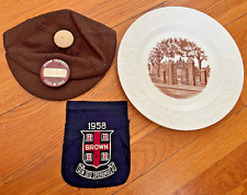 vtg Brown University Providence RI hat button plate HUGE LOT beanie 1958 patch picture