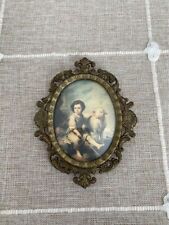 Vintage Small Bubble Oval Frame Metal Victorian Ornate #B2 picture