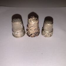 Lot Of 3 Nice Vintage Silver Thimbles Not Marked. picture