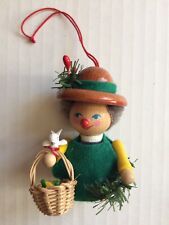 Steinbach German Christmas Ornament Gardener With Bird Basket No Box Or Tags 3in picture