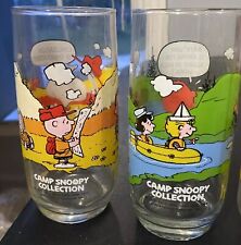Vintage Peanuts McDonald’s 6” Camp Snoopy Collection Glasses Set of 2 picture