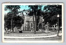 Foxboro MA-Massachusetts, Soldiers Memorial Library, Vintage c1934 Postcard picture