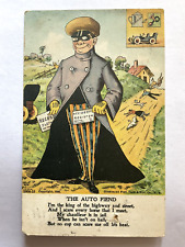 Antique Comic Postcard, The Auto Fiend, Nov. Co. 1906 Hunter, New York Mae Haner picture