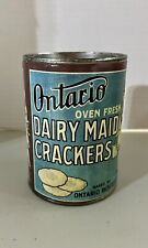 Vintage Ontario Biscuit Dairy Maid Crackers Promotional Coin Bank Old Tin Can picture