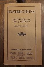 1922 Chevrolet Owners Instruction Manual Excellent Original FB 20-30-40-50 picture