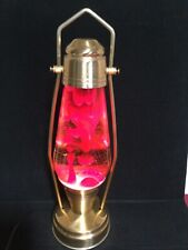 VTG MCM  Retro Red Lava Coachlite Lantern Style Brushed Brass Lamp Coach Lite picture