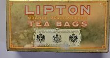 Vintage Lipton's Orange Pekoe & Pekoe TEA BAG Tin Can , Worn But Great For Decor picture