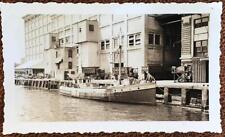Vintage 1930s photo: BOSTON HARBOR Vanishing Wharf? Boat at pier picture