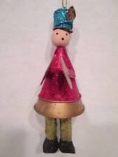 Vintage Christmas Metal Ornament Colored Mica Glitter Marching Band Cymbals picture