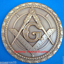 Master Mason Antique Gold Heavy Auto Rear Emblem For Freemasons Around The World picture