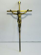 Vintage Brass Crucifix Wall Hanging Crucifix INRI Cross Jesus 10”x5