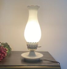 Vintage White Milk Glass Hobnail Hurricane Electric Table Lamp 13