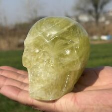 800g Natural citrine skull Quartz Crystal carved skull Reiki healing WK551 picture