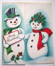 Snowman couple vintage Christmas greeting card *LL15 picture
