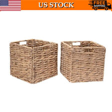 Set of 2 Handmade Twisted Wicker Baskets with Handles Portable Storage Natural picture
