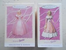 Vintage 1996 & 1997 Pink Springtime Barbie Hallmark Keepsake Ornaments picture