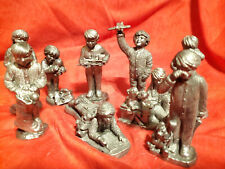 Lot of 9 PEWTER Figurines -Michael Ricker Christmas Gift Of Love Kids ~ Numbered picture