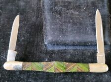 VTG Camillus USA 49 Santa Fe Stoneworks Multi Colored Wood Handle Tuxedo Knife picture