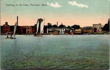 Pentwater Michigan Colorized Vintage Postcard Yachting on Pentwater Lake Posted picture