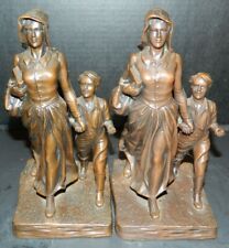 Antique Bryant Barker Pioneer Woman Bronze Bookends 8.5