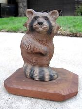 Vintage Hand Carved Wooden Racoon Kadian Crafts LTD Canada Cryptomeria Redwood picture