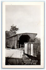 Woonsocket Rhode Island RI Postcard Covered Bridge c1940's Vintage RPPC Photo picture