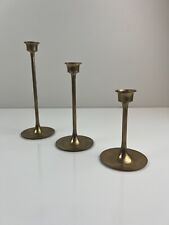 Vintage Mid Century Modern Brass Graduated Tulip Candle Holders 7