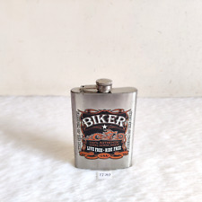 Vintage Biker Whiskey Stainless Steel Hip Flask USA Old Collectible TI347 picture