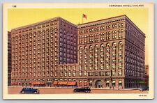 Chicago IL-Illinois, The Congress Hotel Building, Vintage Antique Linen Postcard picture