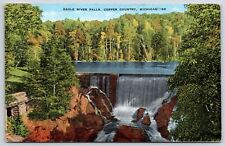Eagle River Falls Copper Country Michigan MI Trees Waterfalls Forest Postcard picture