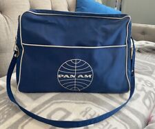 Vintage 70s Pan Am Flight Blue Attendant Carry On Bag w/ Adjustable Strap USA EC picture