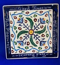 J. Duban Designs Texas Pottery Folk Art Hand Painted Tile Plaque 