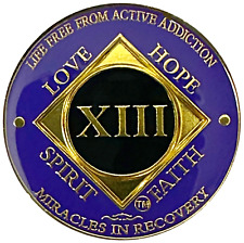 NA 13 Year Purple, Gold Color Plated Coin, Narcotics Anonymous Medallion picture