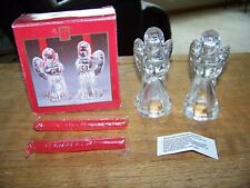MADISON AVENUE SET OF 2 GLASS ANGEL CANDLE HOLDERS W/CANDLES & BOX EXCELLENT picture
