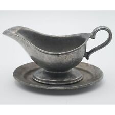 Vintage Wilton Armetale Plough Tavern Pewter Gravy Boat with Underplate picture