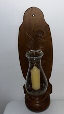 Solid Cherry Wooden Large Carved Floral Candle Sconce 20